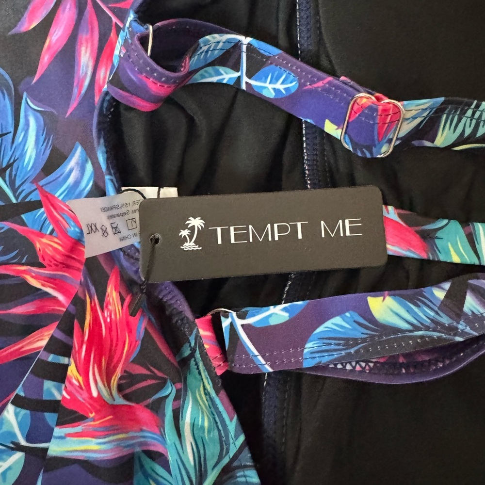 Tempt Me XXL Tropical One-Piece Swimsuit Tummy Control Spring Break Beach B61 - Picture 7 of 8